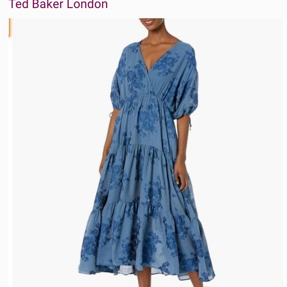 Ted Baker Blue Tiered Flowy Zilda Midi Dress Ted size 1  US 2 US 4 - worn once